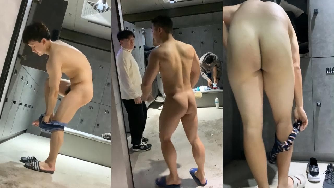 Secretly filming a guy changing clothes in the gym